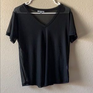 Black mesh v-neck top